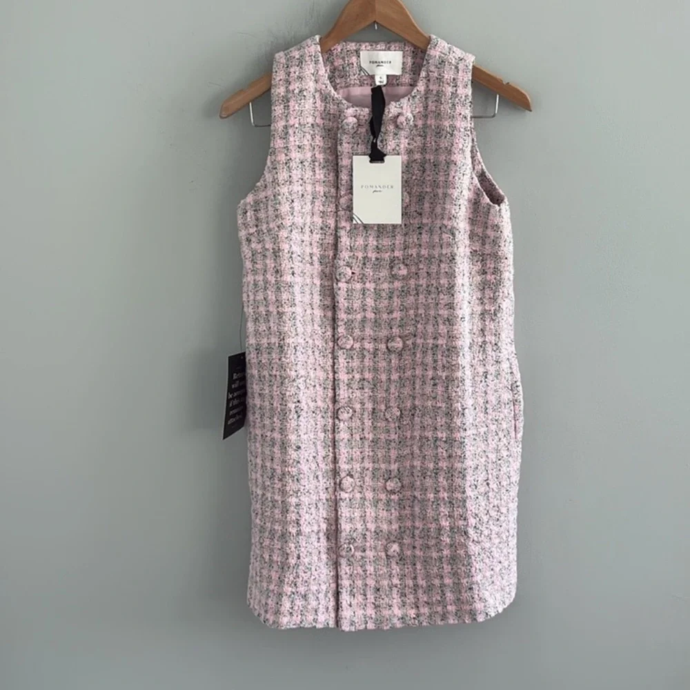 Pomander Place Pastel Pink Tweed Shift Mini Dress - Picture 2 of 3
